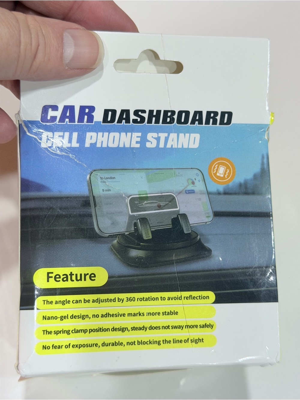 Car Dashboard Cell Phone Stand – Black